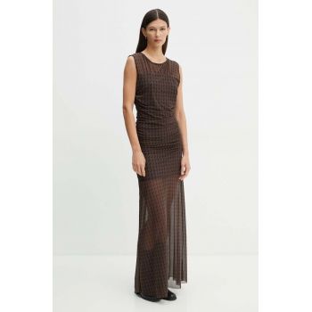 Gestuz rochie culoarea maro, maxi, mulata, 10909259