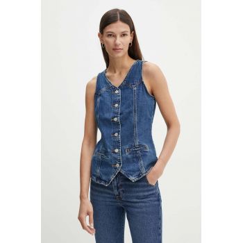 Levi's vesta jeans culoarea albastru marin, desfacut, 000OH