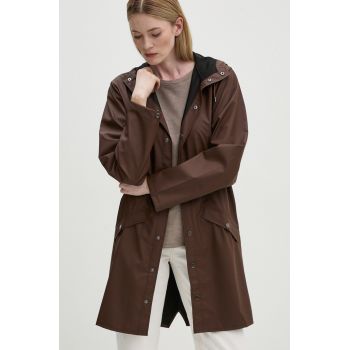 Rains geaca Long Jacket W3 culoarea maro, de tranzitie, 12020-23