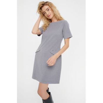 Rochie mini cu buzunare cu clapa