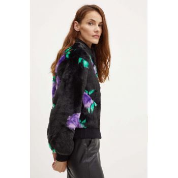 Silvian Heach geaca bomber FALK femei, culoarea negru, de tranzitie, oversize, GPA24103PL