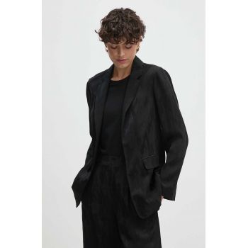 Sisley blazer din amestec de in culoarea negru, desfacut, neted, 23MELW02A