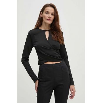 Sisley bluza femei, culoarea negru, neted, 3HGNL105Z