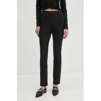 Sisley pantaloni femei, culoarea negru, mulata, high waist, 44IYLF05Q