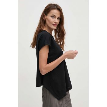 Sisley tricou din bumbac femei, culoarea negru, 3J5CL105U