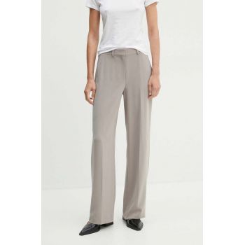 Theory pantaloni femei, culoarea bej, lat, high waist, O0709202