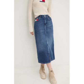 Tommy Jeans fusta jeans midi, drept, DW0DW19646