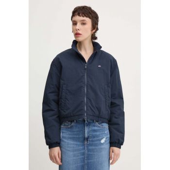 Tommy Jeans geaca femei, culoarea albastru marin, de tranzitie, oversize, DW0DW19688