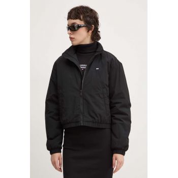 Tommy Jeans geaca femei, culoarea negru, de tranzitie, oversize, DW0DW19688