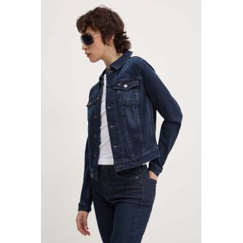 Tommy Jeans geaca jeans femei, culoarea albastru marin, de tranzitie, DW0DW18554