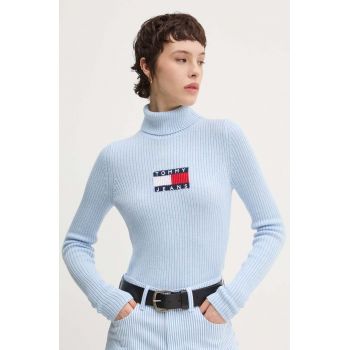 Tommy Jeans pulover din amestec de lana femei, cu guler, DW0DW18678