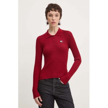 Tommy Jeans pulover femei, culoarea bordo, light, DW0DW19803