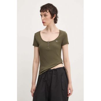 Tommy Jeans tricou culoarea verde, DW0DW18669