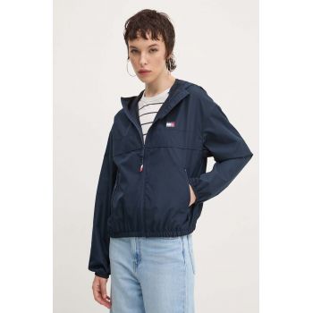 Tommy Jeans windbreaker culoarea albastru marin, de tranzitie, DW0DW19302