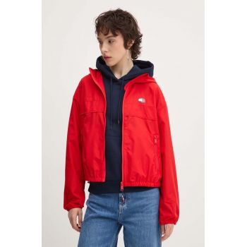 Tommy Jeans windbreaker culoarea rosu, de tranzitie, DW0DW19302