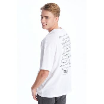 Tricou lejer din bumbac cu imprimeu text