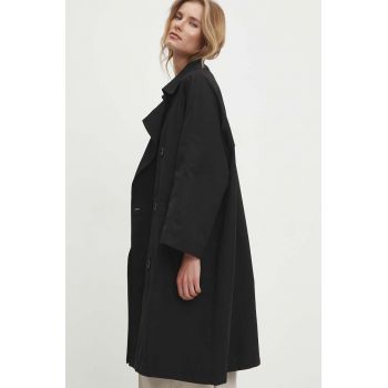 Answear Lab trenci femei, culoarea negru, de tranzitie, oversize