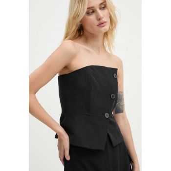 BA&SH bluza din amestec de in culoarea negru, neted, 1H24GABR