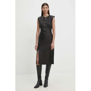 Bruuns Bazaar rochie de piele SoftBBAgathea leather dress culoarea negru, mini, mulata, BBW4183