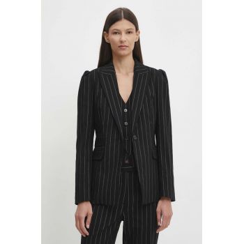 Bruuns Bazaar sacou DecumariaBBNora blazer culoarea negru, un singur rand de nasturi, modelator, BBW4083