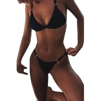 Costum de baie dama - 2 piese - imprimeu uni - sutien reglabil - slip tanga - EFAYN RO