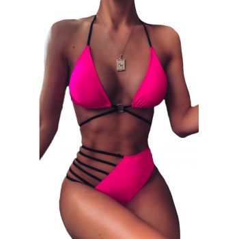 Costum de baie dama - 2 piese - sutien reglabil - slip talie inalta brazilian cu scobitura - EFAYN