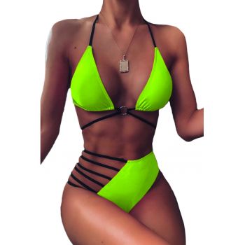 Costum de baie dama - 2 piese - sutien reglabil - slip talie inalta brazilian cu scobitura - EFAYN