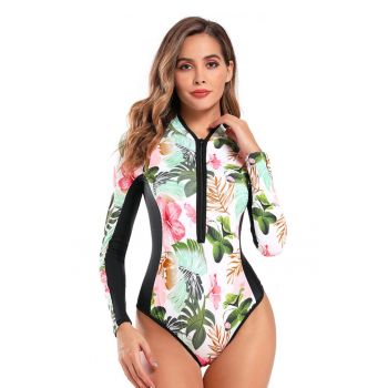 Costum de baie intreg - maneca lunga - inchidere cu fermoar - slip brazilian - EFAYN RO