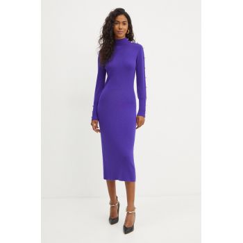 Luisa Spagnoli rochie din lana MENTOLATO culoarea violet, midi, drept, 58390