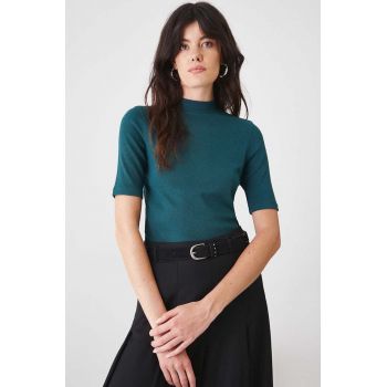 Medicine tricou femei, culoarea verde, cu turtleneck ieftin