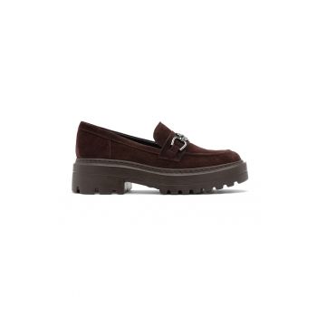 Pantofi loafer de piele intoarsa cu toc masiv