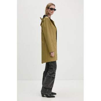 Rains geaca de ploaie Long Jacket W3 culoarea verde, de tranzitie, 12020-44