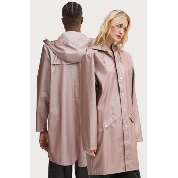 Rains geaca de ploaie Long Jacket W3 culoarea violet, de tranzitie, 12020-37