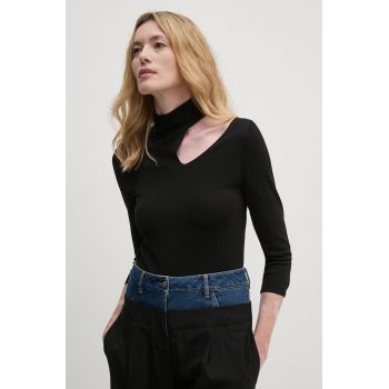 Sisley bluza femei, culoarea negru, neted, 1WTHM1055