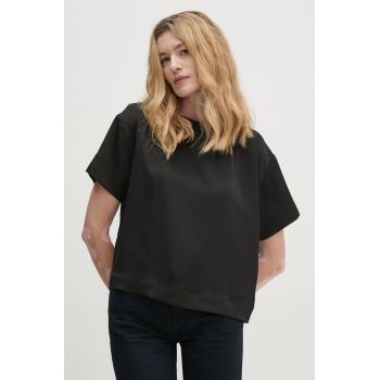 Sisley bluza femei, culoarea negru, neted, 5OGYLQ07G