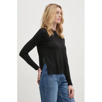 Sisley pulover din amestec de mătase culoarea negru, light, 1ZREM201S