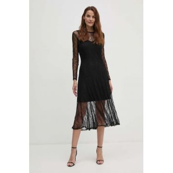 Sisley rochie culoarea negru, midi, evazati, 4HLGLV06D