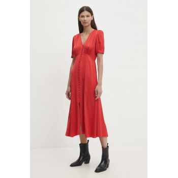 The Kooples rochie culoarea rosu, midi, evazati, FROB29043K