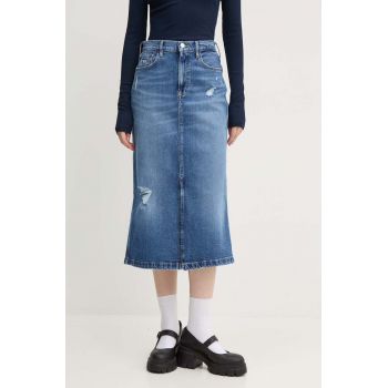 Tommy Jeans fustă din denim midi, dreaptă, DW0DW18946