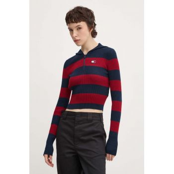 Tommy Jeans pulover femei, culoarea albastru marin, DW0DW18679