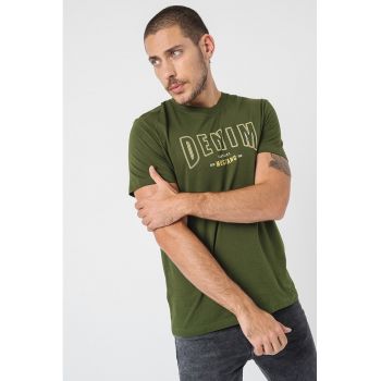 Tricou de bumbac cu decolteu la baza gatului