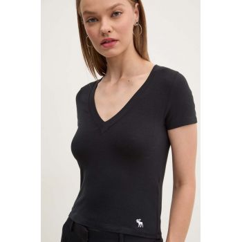 Abercrombie & Fitch tricou femei, culoarea negru