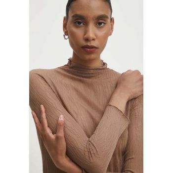 Answear Lab longsleeve culoarea maro, cu turtleneck