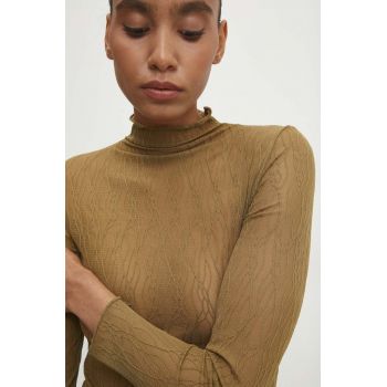 Answear Lab longsleeve culoarea verde, cu turtleneck ieftin