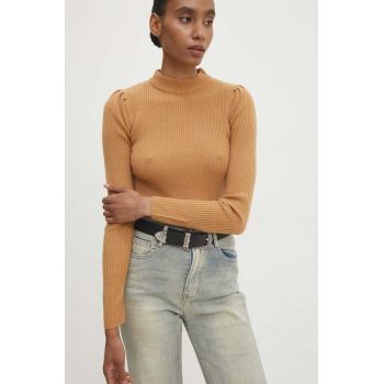 Answear Lab pulover femei, culoarea maro, light, cu turtleneck