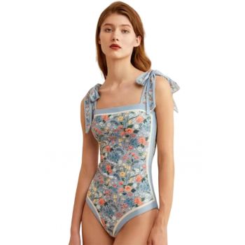 Costum de baie dama - o piesa - model floral delicat - prindere cu bretele late pe umeri - EFAYN la reducere