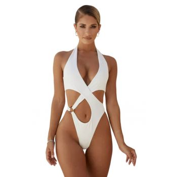 Costum de baie dama - o piesa - model sexy summer - accesoriu rotund si prindere la spate cu fermoar - EFAYN