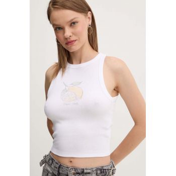 Hollister Co. top femei, culoarea alb