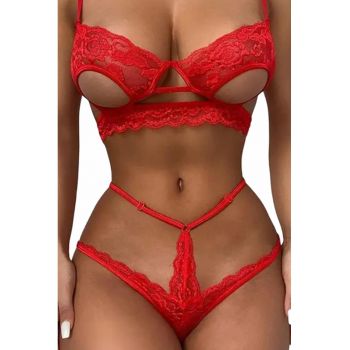 Lenjerie sexy - set 2 piese - sutien si chilot tanga - model super hot - dantela - EFAYN