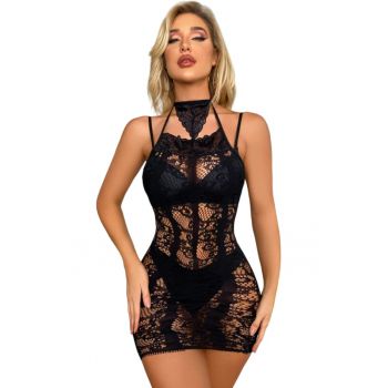 Lenjerie sexy tip rochie scurta - accesoriu la gat - EFAYN